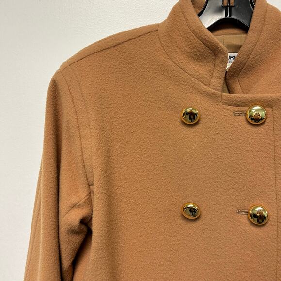 Yves Saint Laurent Rive Gauche Camel Wool Double Breasted Coat Jacket 34 - Picture 4 of 8